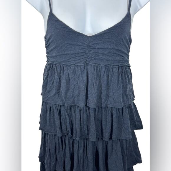 J. Crew Tiered Mini Tank Dress Black Blue Grey Summer Size Large Stretchy - Picture 4 of 11